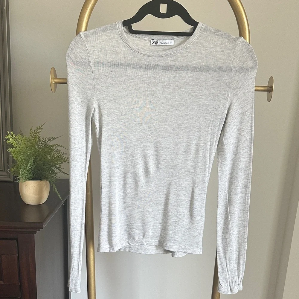 ZARA gray long sleeve tshirt (size Medium) ✨ - Picture 1 of 4